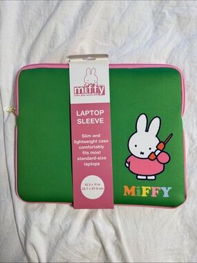 miffy Green and Pink Laptop Sleeve -13.3”x 11” (Brand New)